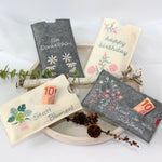 Stickdatei Schokohülle SET danke happy birthday Blumen 5 Motive - Sewando