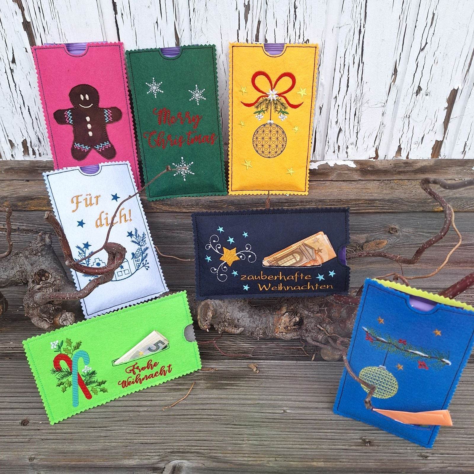 Stickdatei Schokohülle SET Weihnachten 7 Motive - Sewando