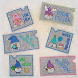 Stickdatei Set ITH Schoko- & Geschenkhüllen Gnome zum Geburtstag, Ostern, Weihnachten, Genesung & Danke - Sewando