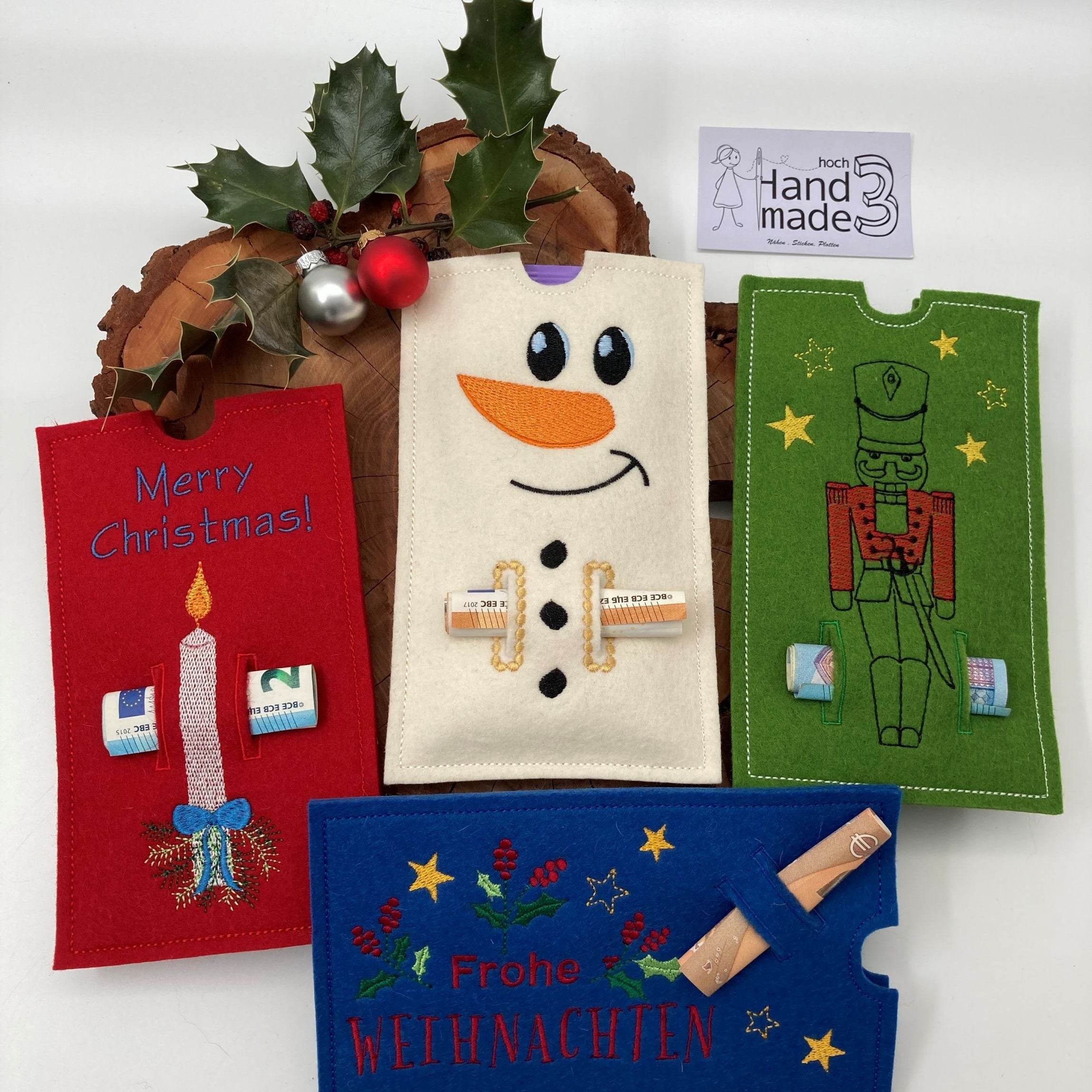 Stickdatei Schokohülle Weihnachten Geldgeschenk - Sewando