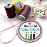 Stickdatei Schulanfang 2026 2027 Applikation runde Button 10x10cm mit blanko
