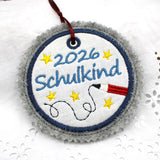 Stickdatei Schulanfang 2026 2027 Applikation runde Button 10x10cm mit blanko