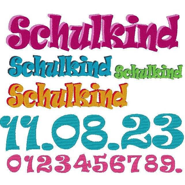 Stickdatei - Schulkind in 3D Optik und Zahlen - Sewando