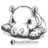 Stickdatei Nilpferd Baby "Eugen" - realistisch - FÜR HELLE STOFFE