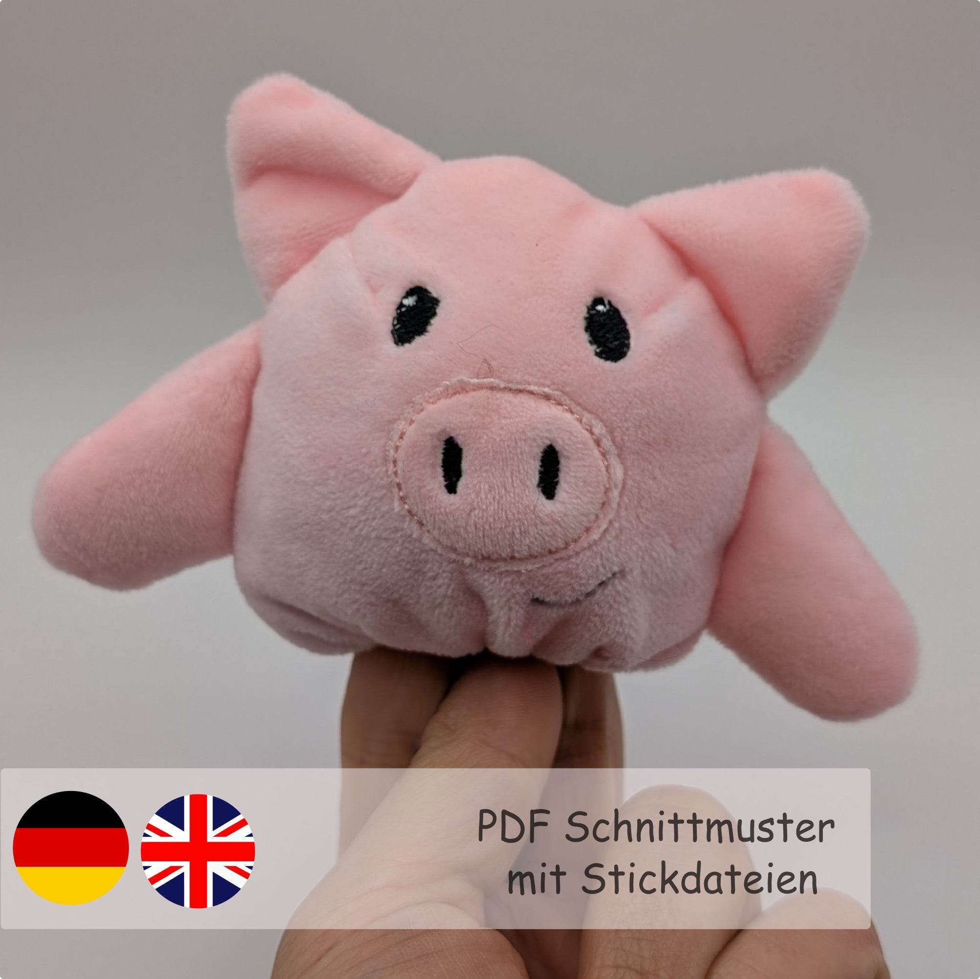 Fingertier Schwein - Nähanleitung und Schnittmuster inklusive Stickdateien - Sewando