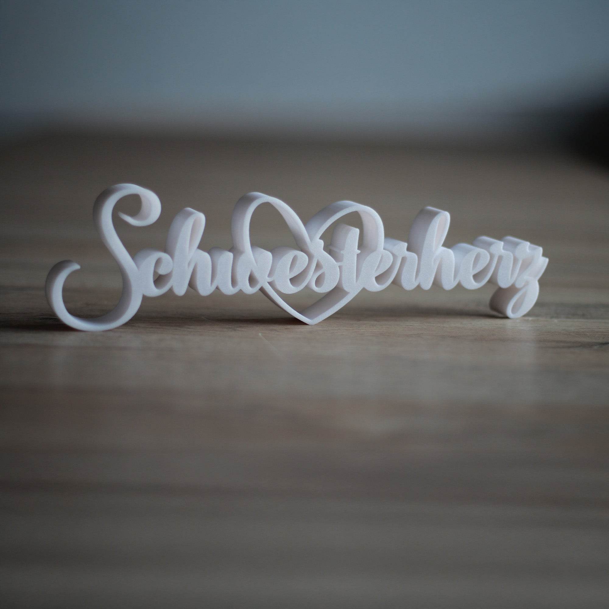 3D Druck Datei – Schriftzug Schwesterherz - Sewando
