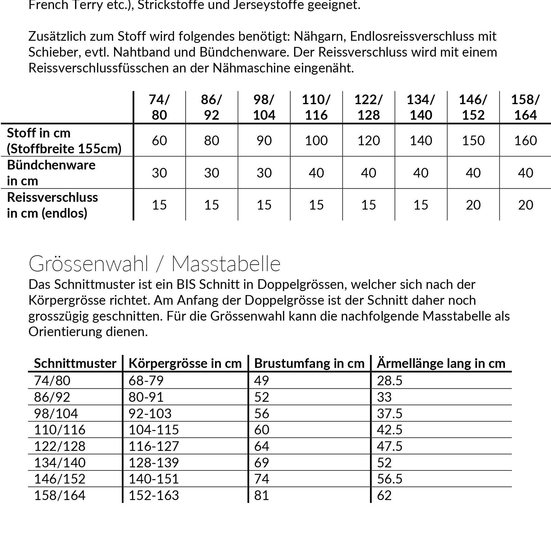 Schwiiz-Hoodie, Schnittmuster Grösse 74-164 - Sewando