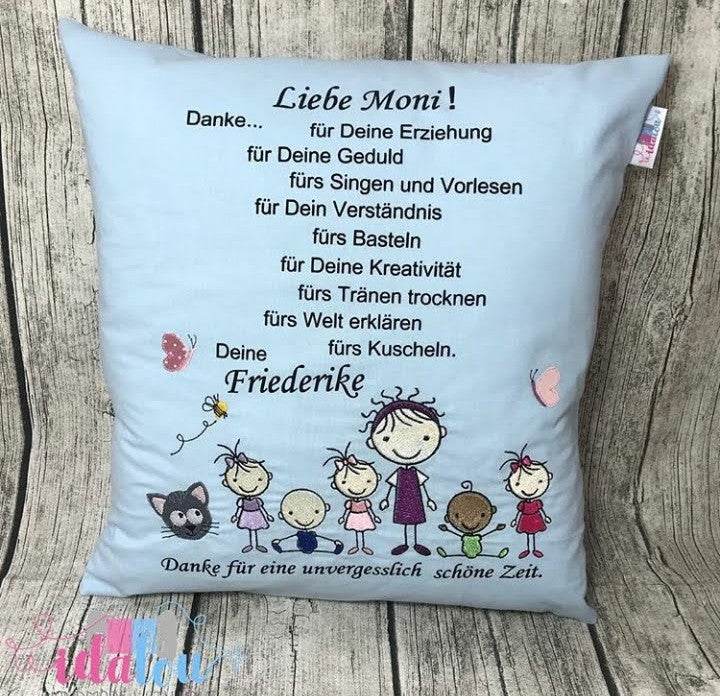 Stickdatei Strichmännchen Familie 1 mit Hund Set 196 - Sewando