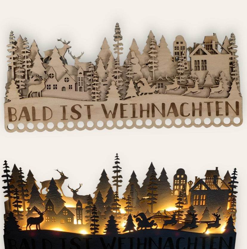 Basteln *Weihnachtssilhouette Adventskalender* Laser-& Plotterdatei - Sewando