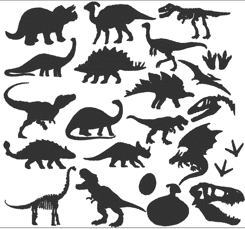 Dino Silhouetten Stickdatei - Sewando