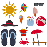 Sommer 1.0 Stickdatei 12 Motive in je 3 Groeßen - Sewando