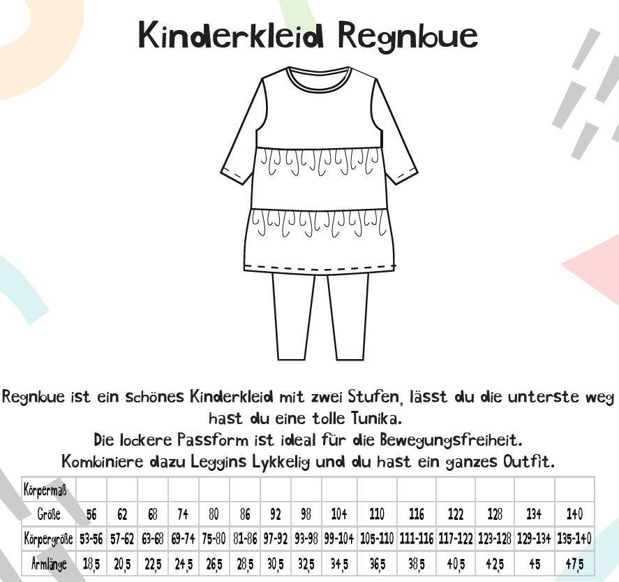 Schnittmuster Kinderkleid Regnbue Gr. 56-140 - Sewando