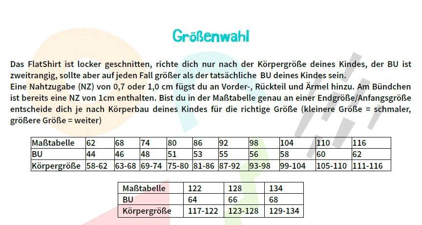 Schnittmuster FlatShirt Gr. 62-134 - Sewando