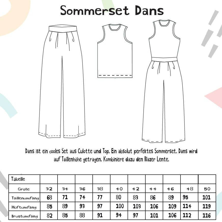 Schnittmuster Sommerset Dans und Lente Gr. 32-50 - Sewando