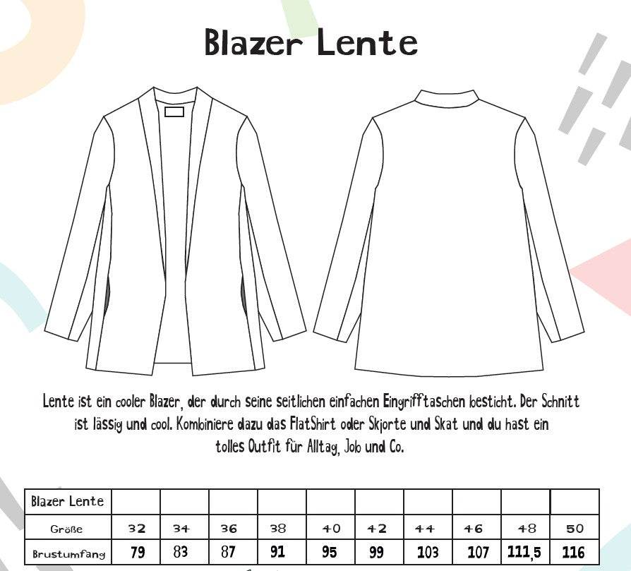 Schnittmuster Blazer Lente Gr. 32-50 - Sewando
