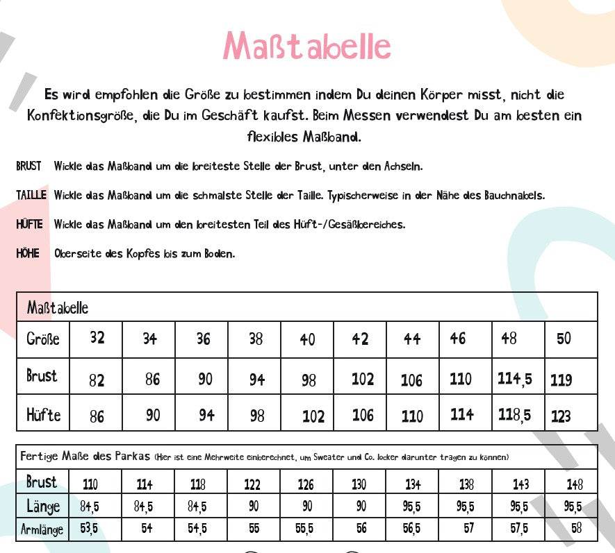 Schnittmuster Parka Bont Gr. 32-50 - Sewando