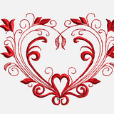 Stickdatei Swirl Heart 2 Varianten, 2 Größen (10x10. 13x18) Redwork Schnörkel Herz
