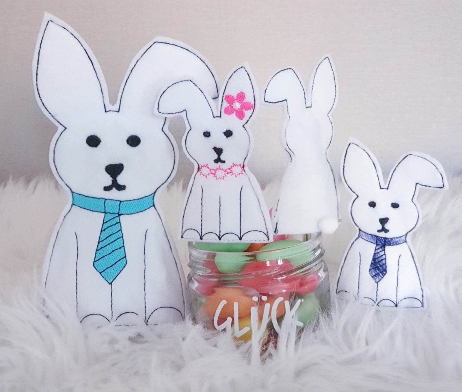 ITH Hasen Set Hase Ostern 3 Größen und 3 Designs Stickdatei - Sewando