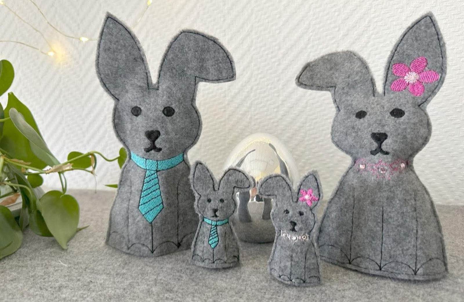 ITH Hasen Set Hase Ostern 3 Größen und 3 Designs Stickdatei - Sewando