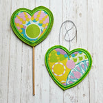 6x Stickdatei Deko Herz ITH mit Applikation - Sewando