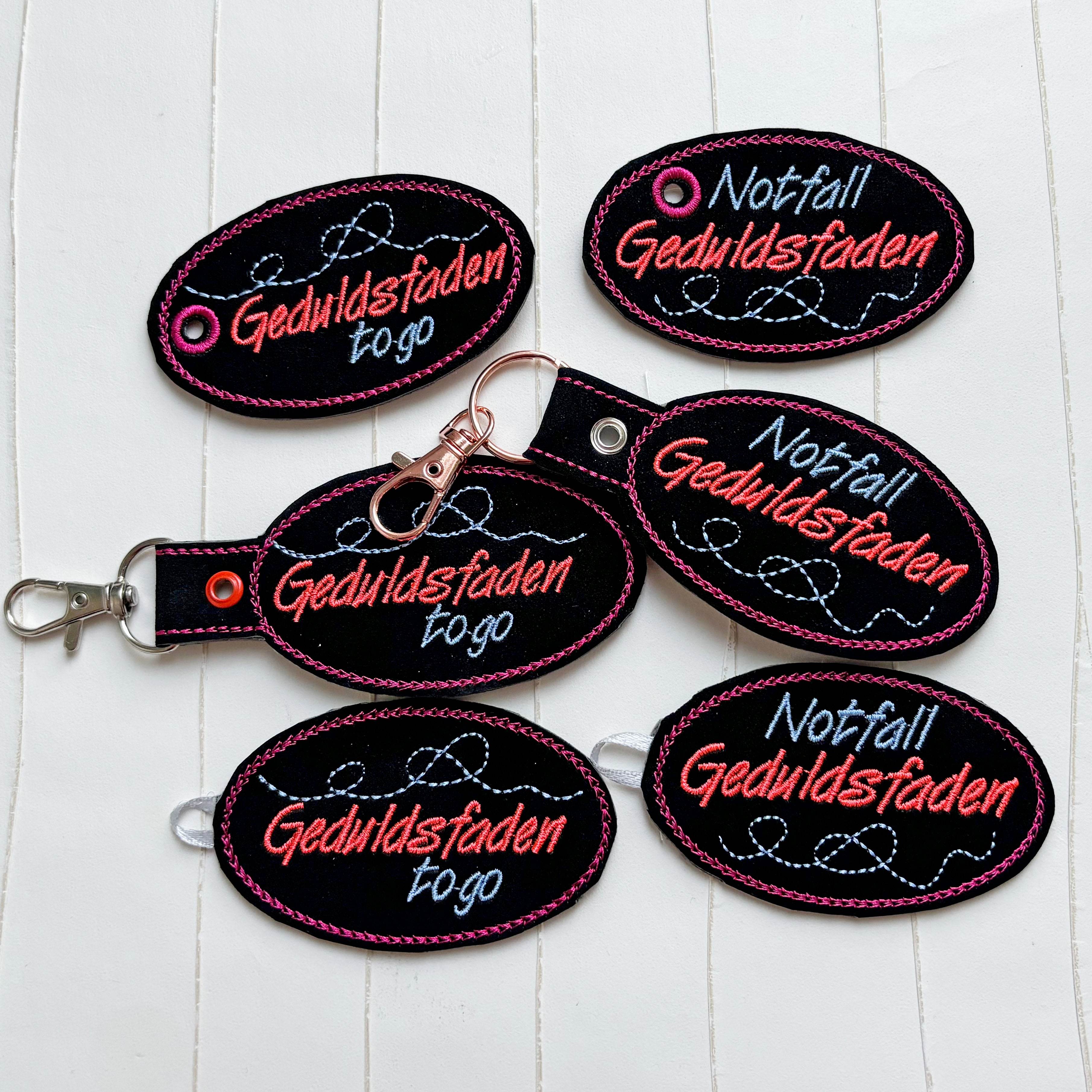 6x Stickdatei Geduldsfaden (deutsch) ITH Anhänger - Sewando