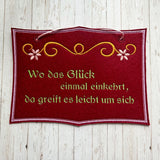 4x Stickdatei "Ringel" ITH Schild mit Ranke