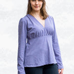 Selina – Feminines Shirt mit Kräuselungen & V-Ausschnitt Gr. 34-50 / BU 80-116 - Sewando