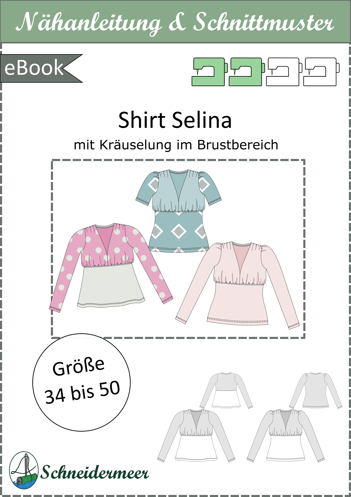 Selina – Feminines Shirt mit Kräuselungen & V-Ausschnitt Gr. 34-50 / BU 80-116 - Sewando