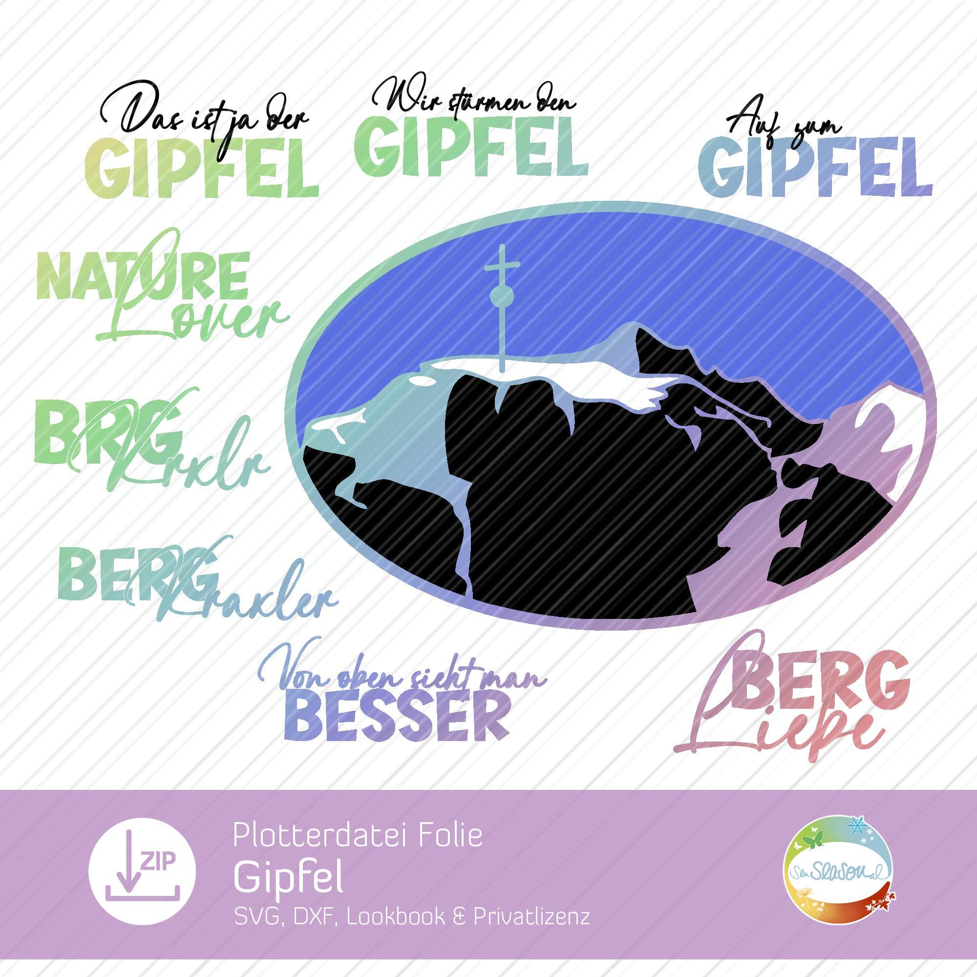 Plotterdatei Gipfel - für Folie und als Gravur - Sewando