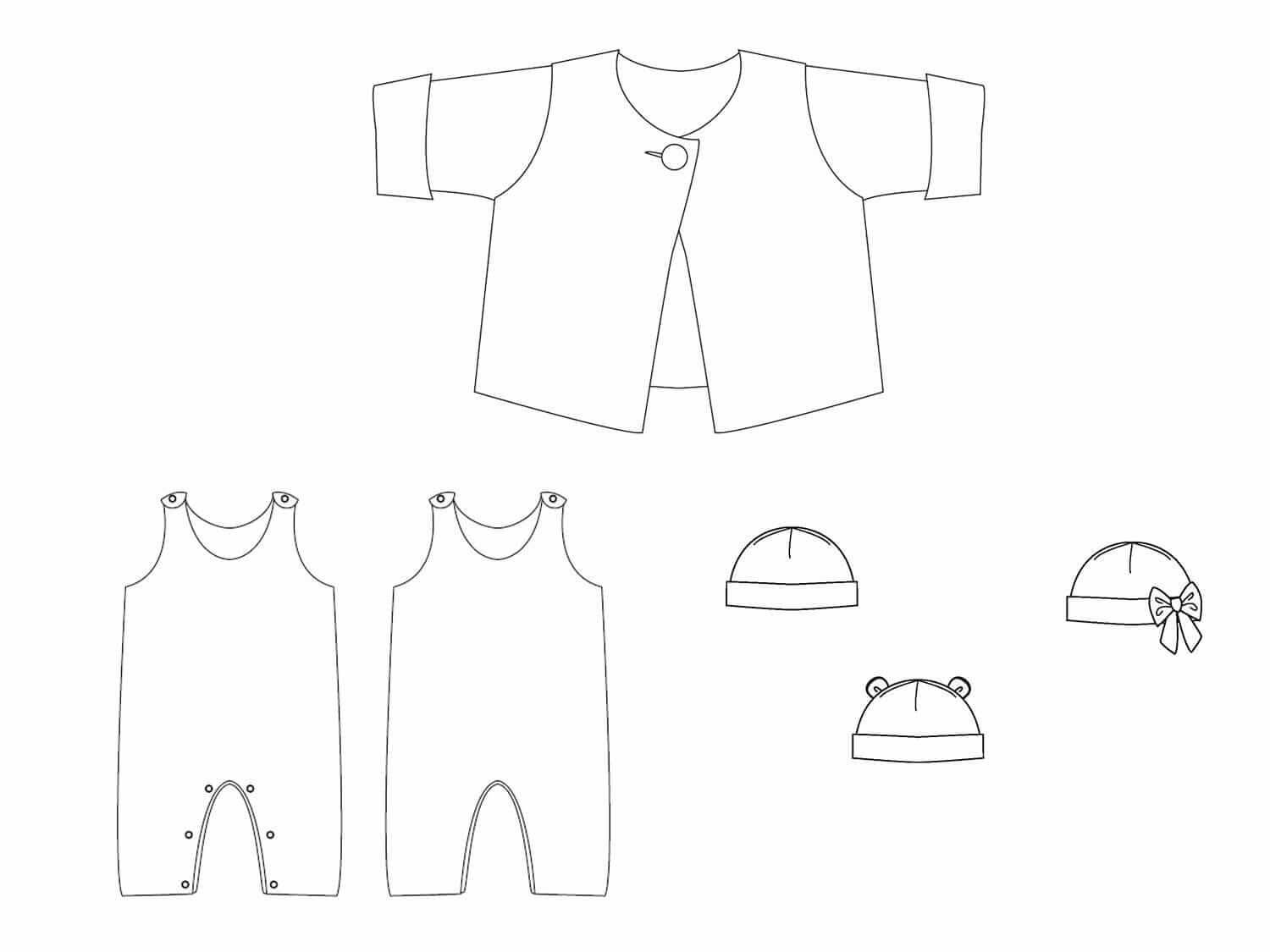 Set Baby Jacke Strampler und Mütze als Sparpaket Schnittmuster Ebook pdf Schnittmuster PDF Ebook download Patternforkids 