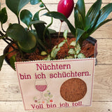 Stickdatei Mug Rug Weinglas Nüchtern bin ich schüchtern Wein Set 2565 / 3 - Sewando