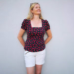 ARLETTE - Shirt mit eckigem Ausschnitt und optionalen Puffärmeln Gr. 34-54 - Sewando