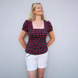 ARLETTE - Shirt mit eckigem Ausschnitt und optionalen Puffärmeln Gr. 34-54 - Sewando