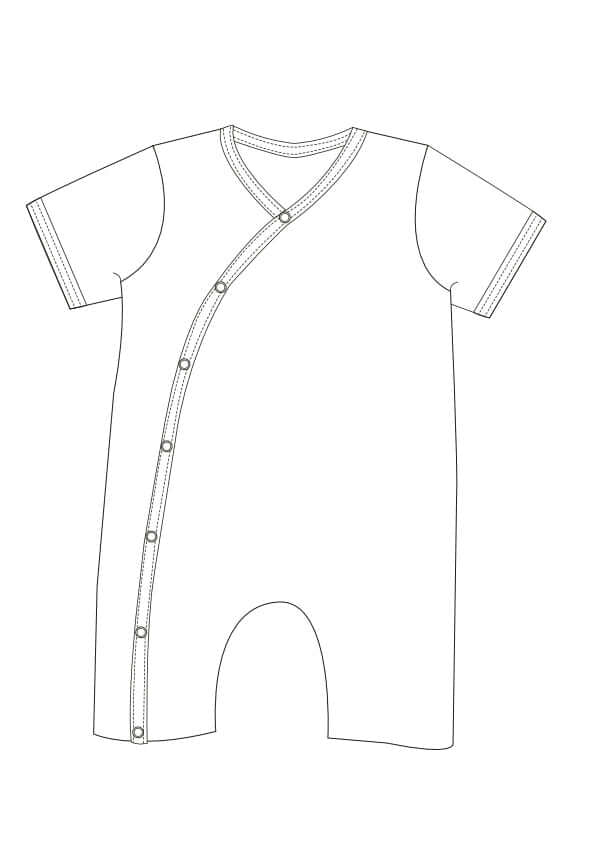 Schnittmuster Strampler LEON PDF 2-in-1 mit Druckknöpfen für Baby in den Größen 50/56-98/104.