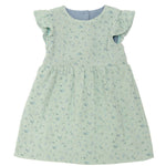 Schnittmuster Retro Kleid für Mädchen ELLA mit langen Ärmeln in hellgrünem Blumendesign.