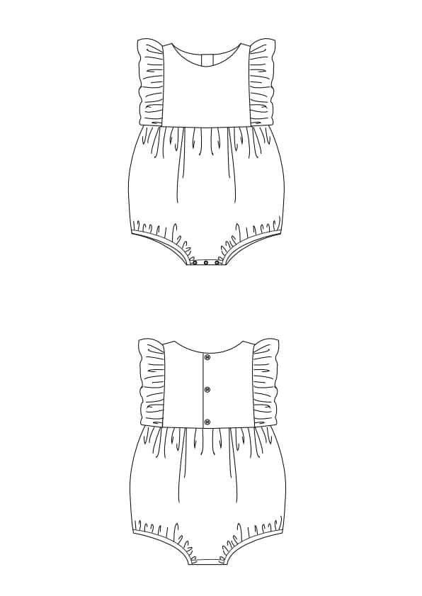 Chiara Schnittmuster Baby Mädchen Bloomer/Kurzoverall  PDF | Sommer-Strampler | Größe 50–92 | Luftig & einfach zu nähen |