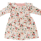 Schnittmuster Retro Kleid für Mädchen ELLA mit langen Ärmeln, blumiges Design und rüschen. Ideal für kleine Mädchen.