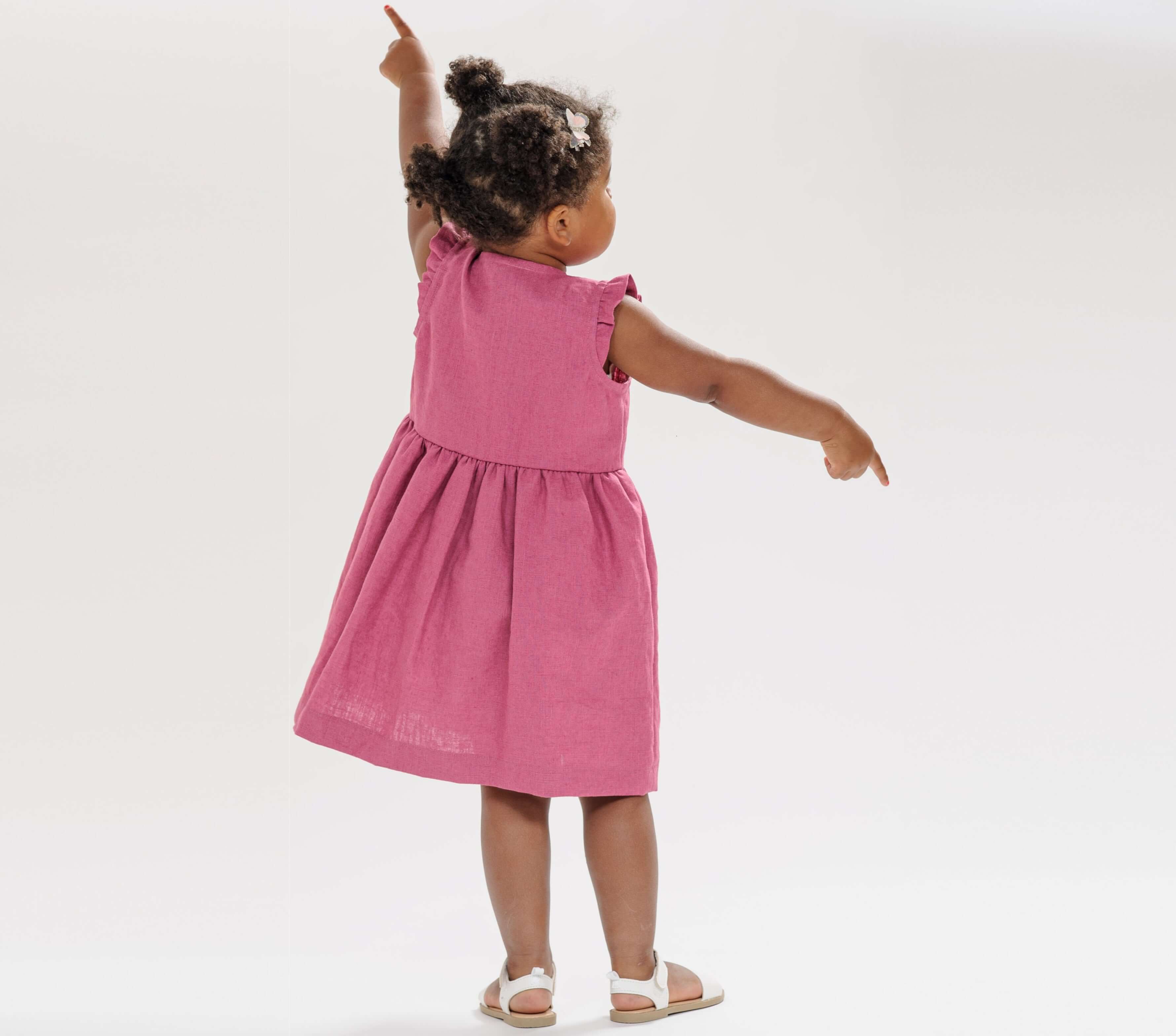 Schnittmuster Kleid MIMI PDF 2-in-1: Verspieltes Mädchenkleid in pink, 2-in-1 Design für Kinder von 68/74 bis 116/122.