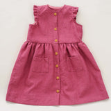Schnittmuster Kleid MIMI, verspieltes Mädchenkleid in Rosa mit Knöpfen und Taschen, PDF-Schnittmuster 2-in-1.