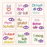 10x Stickdatei Liebe im Dialekt ITH Schokohüllen - Sewando