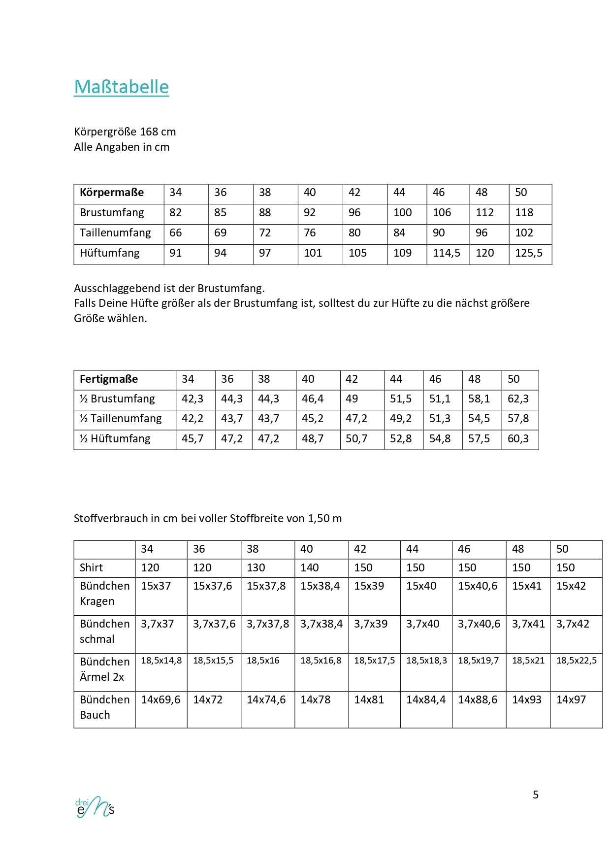 Schnittmuster Shirt DENICE 34-50 : - Sewando
