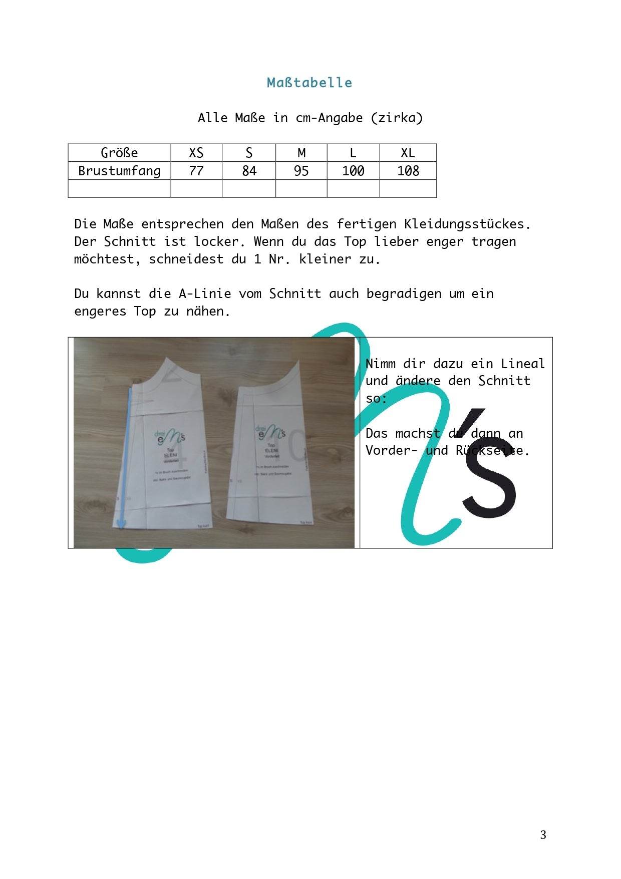 Schnittmuster Top ELENI Gr. XS-XL : - Sewando