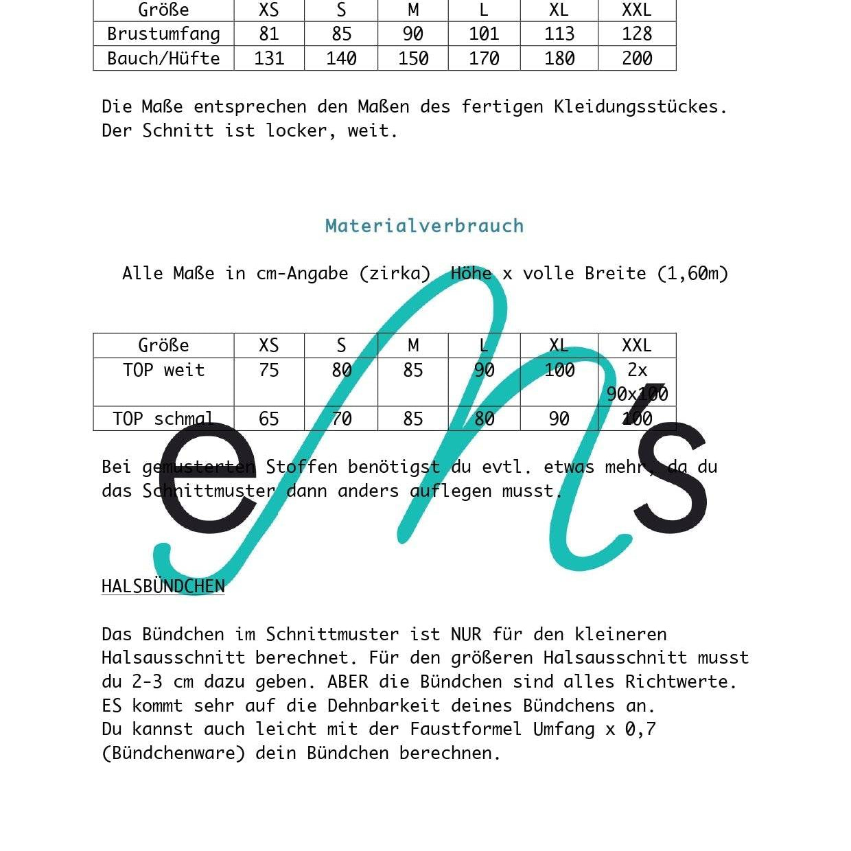 Schnittmuster Top LANIA Gr. XS-XXL : - Sewando