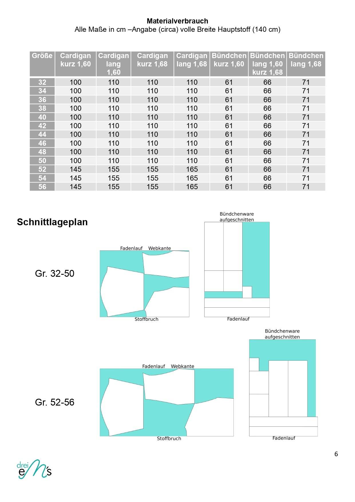 Schnittmuster Oversize Cardigan OBEREGGEN Gr. 32-56 : - Sewando