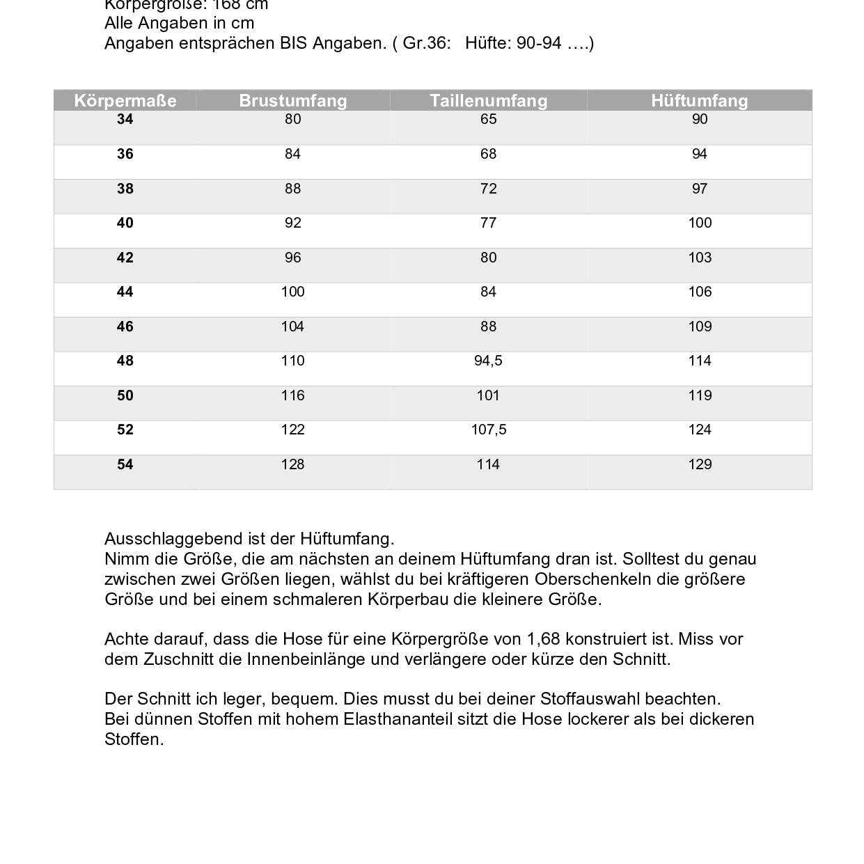 Schnittmuster Hose TENNA Gr. 34-54 : - Sewando