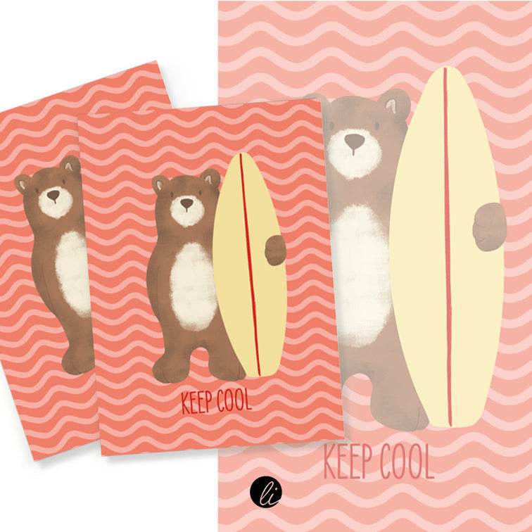 Surferbär – Digitales Karten-Design - Sewando