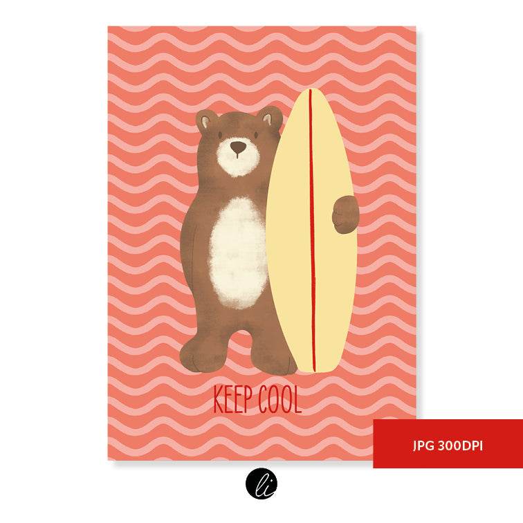 Surferbär – Digitales Karten-Design - Sewando