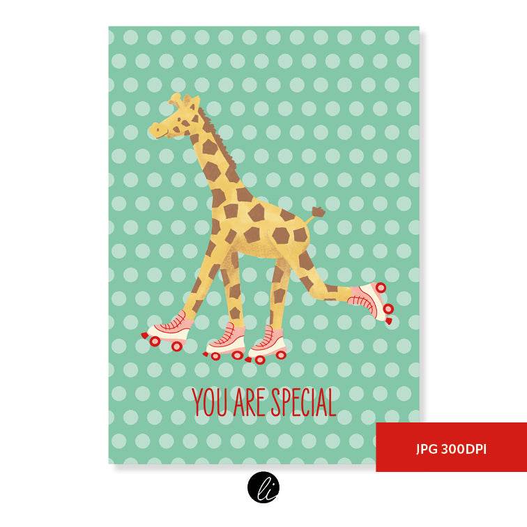 Sportliche Giraffe – Digitales Karten-Design - Sewando
