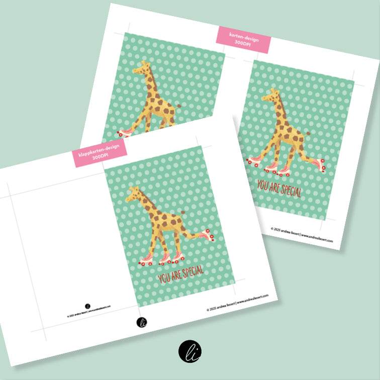 Sportliche Giraffe – Digitales Karten-Design - Sewando