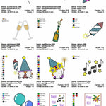 Stickdatei Set ITH Grußkarten Silvester Silvesterparty Gnom Happy New Year - Sewando
